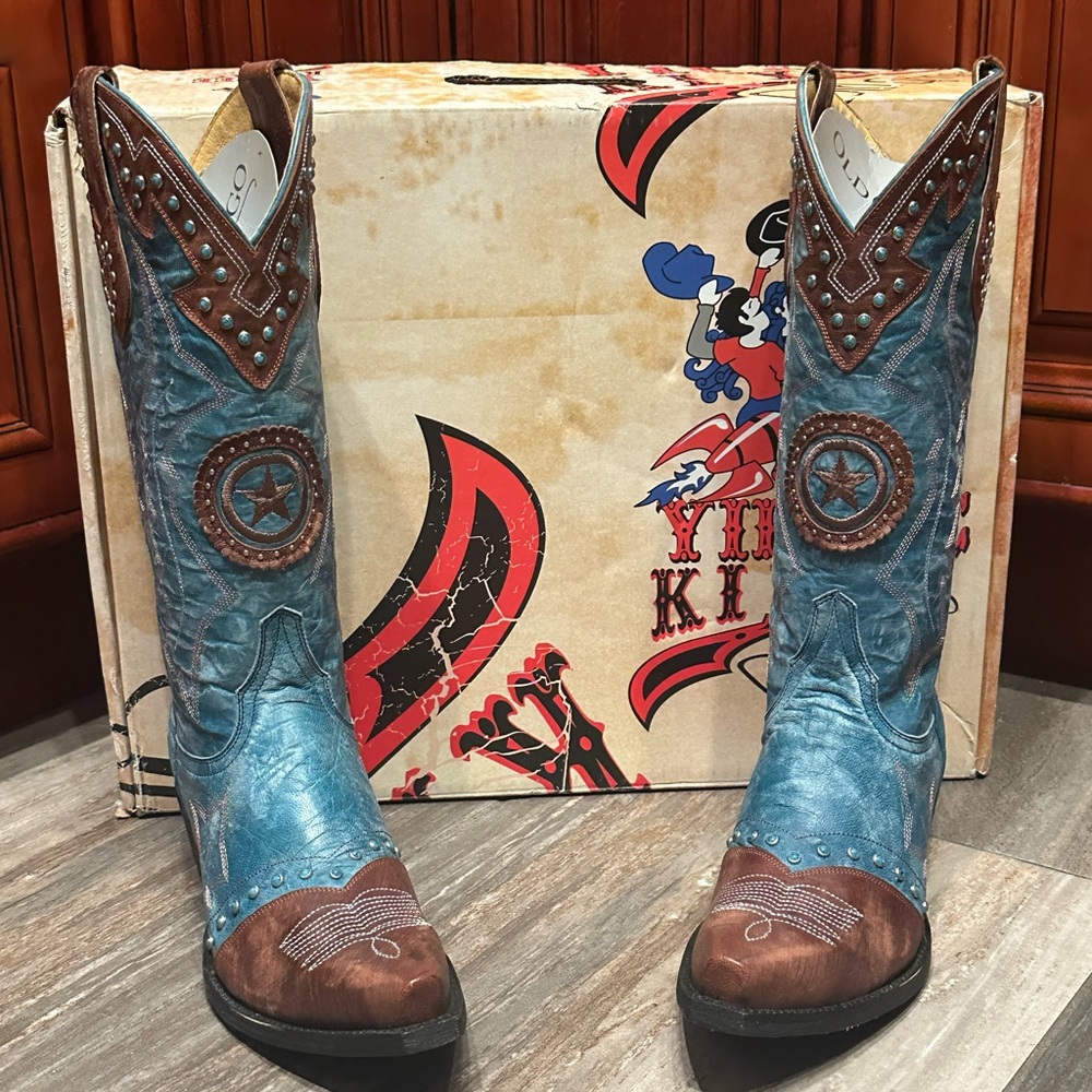 Yippee Ki Yay Old Gringo Grafton Turquoise Star Stud Rodeo Wedding Cowboy Boots - Picture 2 of 9